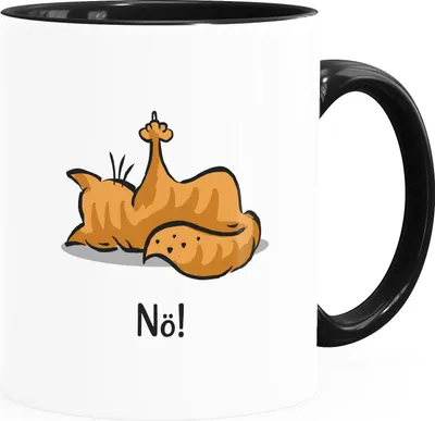 Produktbild von Kaffee-Tasse Spruch Katze Nö Keine Lust Mittelfinger Büro lustige Kaffeebecher MoonWorks® weiß-innen-schwarz Keramik-Tasse
