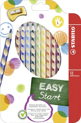Immagine prodotto di Matita colorata ergonomica per mancini - STABILO EASYcolors - confezione da 12 con temperino - con 12 colori diversi