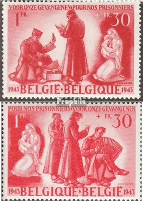 Produktbild von Briefmarken Belgien 1943 Mi 626-627 (kompl.Ausg.) postfrisch Kriegsgefangene