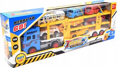 Produktbild von LKW Transporter mit Autos Spielzeug Set Autotransporter Groß Kinder Geschenk Blau Gelb