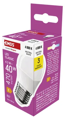 Zdjęcie produktu dla Emos Led Cls Mini Globe 4,2W(40W) 470Lm E27 Nw