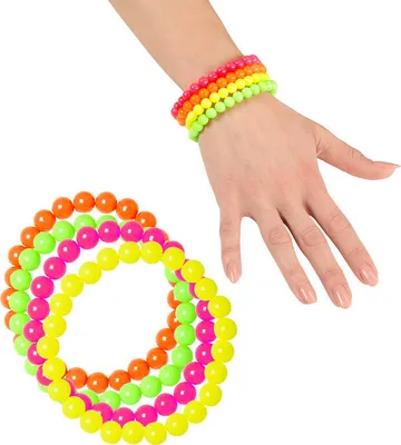 Produktbild von Neonfarbene Disco-Armbänder 80er Jahre, 4 Stück.