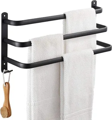 Produktbild von Handtuchhalter Handtuchstangen Edelstahl ,Wandmontage 3-Stöckig , Handtuchhalter für Badezimmer/Küche (Schwarz, 50cm)