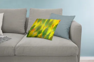 Produktbild von MuchoWow® Zierkissen Sofakissen Wohnzimmer Dekokissen 60x40 cm Struktur der gelben Federn - Kopfkissen - Polster mit Foto