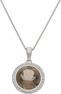 Produktbild von JuwelmaLux Anhänger 333/000 (8 Karat) Weißgold mit Rauchquarz und Zirkonia JL24-02-0094