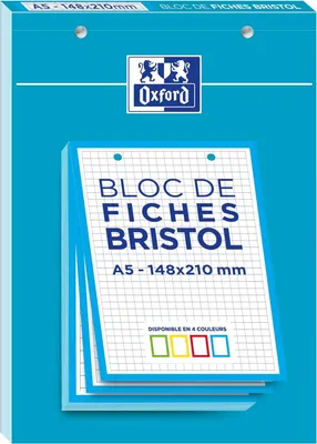 Produktbild von Oxford Karteikarten DIN A5 kariert weiß / blau 30 Karteikarten