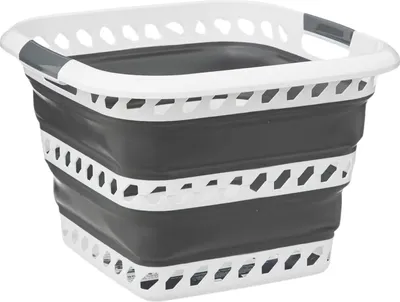 Produktbild von Faltbare Hüftwaschkorb Five® - Weiß & Grau - Zusammenklappbar