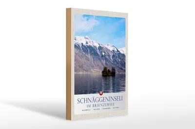 Produktbild von Holzschild Reise 20x30cm Schnäggeninsel in Brienzeresee Schweiz