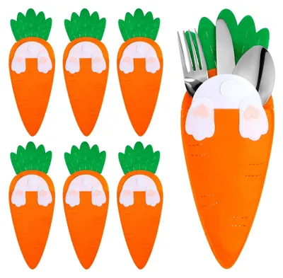 Produktbild von Besteckhalter aus Filz für Ostern in Karottenform