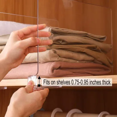 Zdjęcie produktu dla Zestaw 8 akrylowych przegródek do szafy – lekki i łatwy w montażu system do organizacji przestrzeni w domowej szafie w sypialni