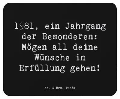 Produktbild von Mr. & Mrs. Panda Mousepad Spruch 1981 Geburtstag - Schwarz - Geschenk, mousematte, pc, Geburtstagsfeier, Geburtstagsgeschenk, Besondere Jahrgang, Alter, Mouse Pad