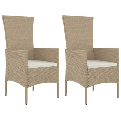 Immagine prodotto di vidaXL Sedie da giardino con cuscino 2 pz. Poli Rattan Beige