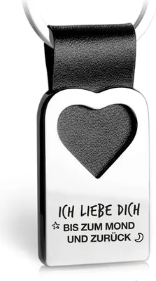Produktbild von FABACH Herz Schlüsselanhänger mit Gravur aus Leder - Glücksbringer Anhänger für Ihren Lieblingsmensch - Ich Liebe Dich bis zum Mond und zurück