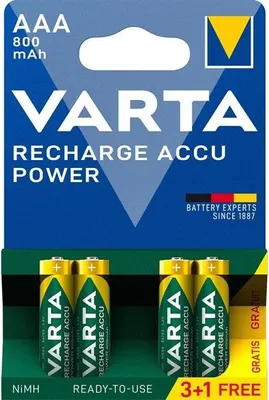 Produktbild von Varta -56703B, Wiederaufladbarer Akku, AAA, Nickel-Metallhydrid (NiMH), 1,2 V, 4 Stück(e), 800 mAh