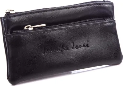 Zdjęcie produktu dla Etui Pokrowiec Na Klucze z miękkiej skóry ekolgoicznej zapinane na zamek Czarne