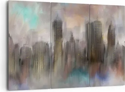 Produktbild von Bild auf Leinwand - Leinwandbild - Stadt Abstraktion - 165x110cm - Wand Bild - Wanddeko - Leinwanddruck - Bilder - Kunstdruck - Wanddekoration - Leinwand bilder - Wandkunst - CE165x110-3675