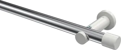 Produktbild von Interdeco Gardinenstange / Vorhangstange Chrom / Weiß, Typ Platon Santo (Kappe) ohne Ringe, 20 mm Ø 1-läufig, 320 cm