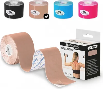 Produktbild von Mobiclinic, Kinesiologie Tape, Neurologisches Klebeband, 5m x 5cm, Sportpflaster, Muskelentspannung, Kinesiologischer Verband, Face Tape, Beige