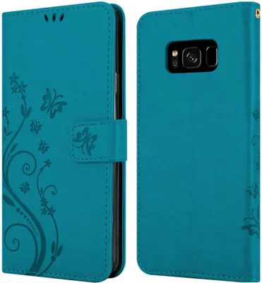 Immagine prodotto di Cadorabo cover per Samsung Galaxy S8 cover protettiva in blu cover protettiva cover per telefono cellulare cover fiori custodia fiore