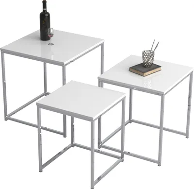 Immagine prodotto di 3 pz. Set Tavolino | Tavolino semplice | Divano in metallo e MDF | Tavolino - Glisal