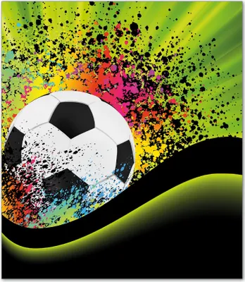 Produktbild von Wallario Herdabdeckplatte aus Glas, Größe 52 x 60 cm 1-teilig, Motiv Fußball - Design Wellen und Regenbogen in grün