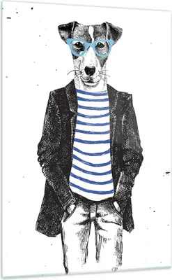 Produktbild von Bilder auf glas - Einteilig - Hund Abstraktion - 70x100cm - Glasbilder - Wandbilder - Bilder - zum Aufhängen bereit - Wanddekoration aus Glas - Glas Bilder - Wandbild auf Glas - GPA70x100-3848