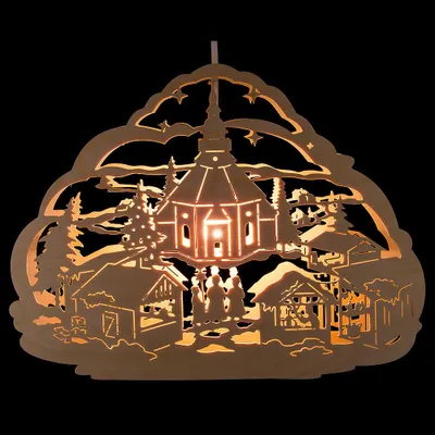 Produktbild von Fensterbild Seiffener Weihnachtsmarkt (26cm) von Kunstgewerbe Taulin