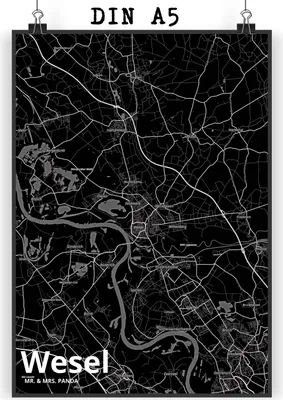 Produktbild von Mr. & Mrs. Panda Bild Wesel DIN A5 - Geschenk, drucke, Stadt Dorf Karte Landkarte Map Stadtplan, Designposter, Wandbild, wanddeko, Plakat