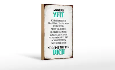 Produktbild von Holzschild Spruch 12x18cm nimm dir Zeit für dich glücklich