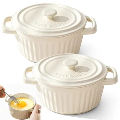 Mini-Cocotte-Set 2er, Keramik, 250 ml, mit Deckel, ofenfest