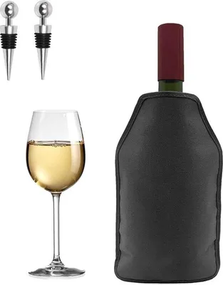 Image de Manchon réfrigérant pour bouteille de vin, noir et gel