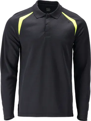 Produktbild von MASCOT® Polo-Shirt, Langarm Multisafe Größe L, schwarzblau/hi-vis gelb | Packung (1 Stück)