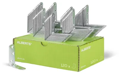 Produktbild von Alberts 40 x Winkelverbinder Bauwinkel Holzverbinder Lochplattenwinkel 60 x 60 x 19 mm