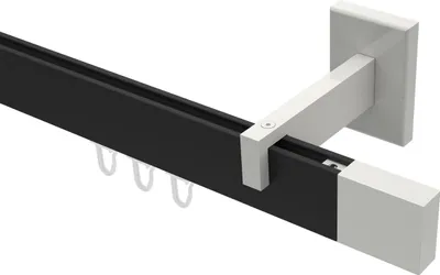Produktbild von Interdeco Innenlaufstange / Gardinenstange mit Innenlauf Schwarz / Weiß, Typ Smartline Lox (Quader), 14x35 mm 1-läufig, 280 cm