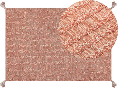 Obrázok produktu pre BELIANI Koberec oranžový bavlna 160 x 230 cm bez vzoru obdĺžnikový tvar so strapcami boho moderný štýl obývacia izba spálňa