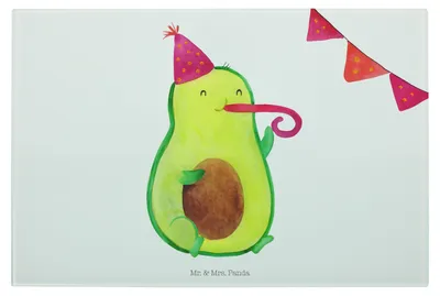 Produktbild von Mr. & Mrs. Panda Schneidebrett Glas Avocado Party Zeit - Weiß - Geschenk, Lebensfroh, Genießen, Küchenbrett, Geburtstag, Schneidbrett, schneidunterlage, Aus, Hackbrett