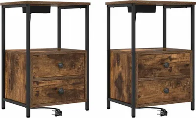 Zdjęcie produktu dla Szafka Nocna z szufladą 2 pcs Dąb wędzony 40 x 31 x 60 cm