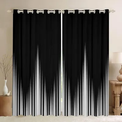 Verdunkelungsvorhänge mit abstrakten Streifen, 2 Paneele, 132x160 cm
