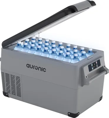 Produktbild von Auronic Kompressor Kühlbox Elektrisch 12V und 230 Volt - Camping Kühlschrank - 5 Stufen - 30,4L - Gefrierbox - Grau