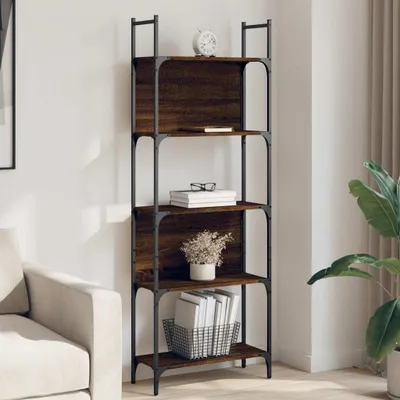 Zdjęcie produktu dla Maison Exclusive - Regał na książki, 5 półek, kolor brązowy, imitacja dębu, wymiary: 60,5 x 24 x 166,5 cm