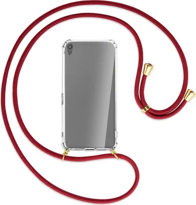 Produktbild von Handykette Backcover-Schutzhülle mit Band (Metall goldfarben) für Sony Xperia XA Ultra - dunkelrot