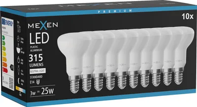 Obrázek produktu pro Mexen Nova 10x LED žárovka E14, R50, 3W, Neutrální - 4000K, 315 lm - L103-E14-0340-01x10