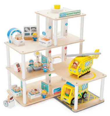 Produktbild von Tidlo Holz Krankenhaus Spielset - 30-teiliges Spielzeug Krankenhaus