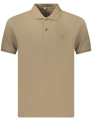 Produktbild von Braunes Herren-Kurzarm-Poloshirt mit Stickerei und 2 Knöpfen