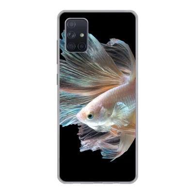 Produktbild von MuchoWow® Handyhülle Schutzhülle Hülle für Samsung Galaxy A71 Fisch - Schwanz - Schwarz Silikon Softcase Handy Hülle - Kartenbesitzer