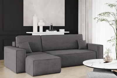Produktbild von Ecksofa Schlafsofa Sofa MARIS Stoff Poso Anthrazit Ottomane Links