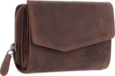 Produktbild von Benthill Damen Geldbörse Echt Leder - Portemonnaie mit RFID Schutz - Portmonee viele Kartenfächer - Echtleder Vintage Damenbörse inkl. Geschenkbox
