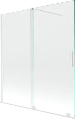 Produktbild von Mexen Velar 2-Flügel-Badewannenwand Regulierbare 150 x 150 cm, transparent, Weiß - 896-150-000-01-20