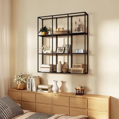 Produktbild von SUGIFT Metallregal mit 9 Fächern, Wandregal Industrial, Bücherregal Metall pulverbeschichtet, Schwarz | 9 Fächer | 30 kg | 87,5 x 18 x 100 cm