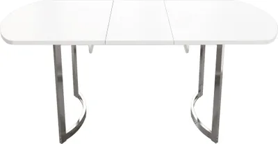 Image de OKWISH Table À Manger Extensible - Avec Pieds En Métal Argenté, Plateau MDF Blanc, 180 x 80 x 75 cm - Blanc